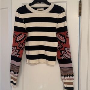 We The Free Black and White Striped Sweater